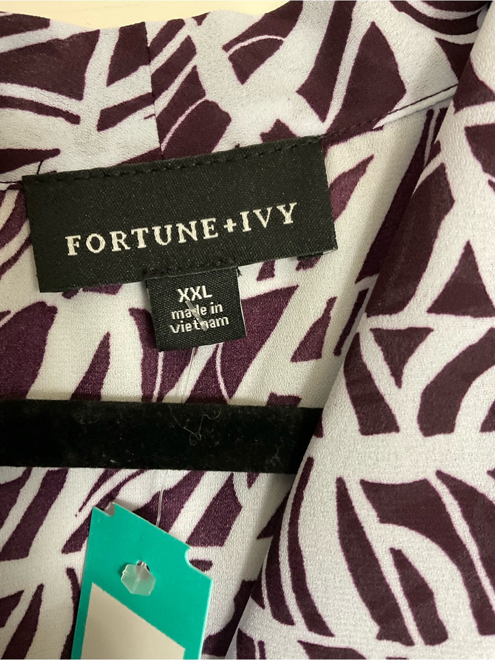 NWT Fortune + Ivy White & Dark Purple Sleeveless V-Neck Size XXL - Picture 4 of 7